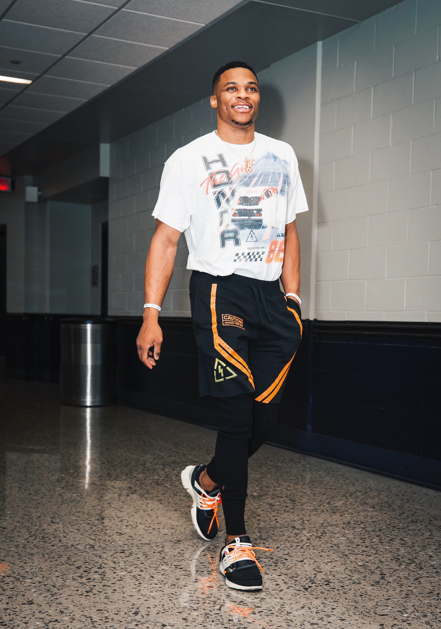 B R Kicks on X RussWest44 arrives wearing the OffWht x Nike Air Presto tonight https t nBeKehC89Q X