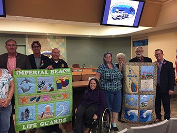 CityofIB's tweet photo. TY Alexis Gonzalez, Troop 5447, for the #pledge last week! Thursday Morning Quilting Club presented beautiful masterpieces, and Mayor Dedina presented a proclamation for Code Enforcement Officer Appreciation Week to our Code Enforcement team!#ImperialBeach #ClassicSoCal https://t.co/RL6J1fxvVU