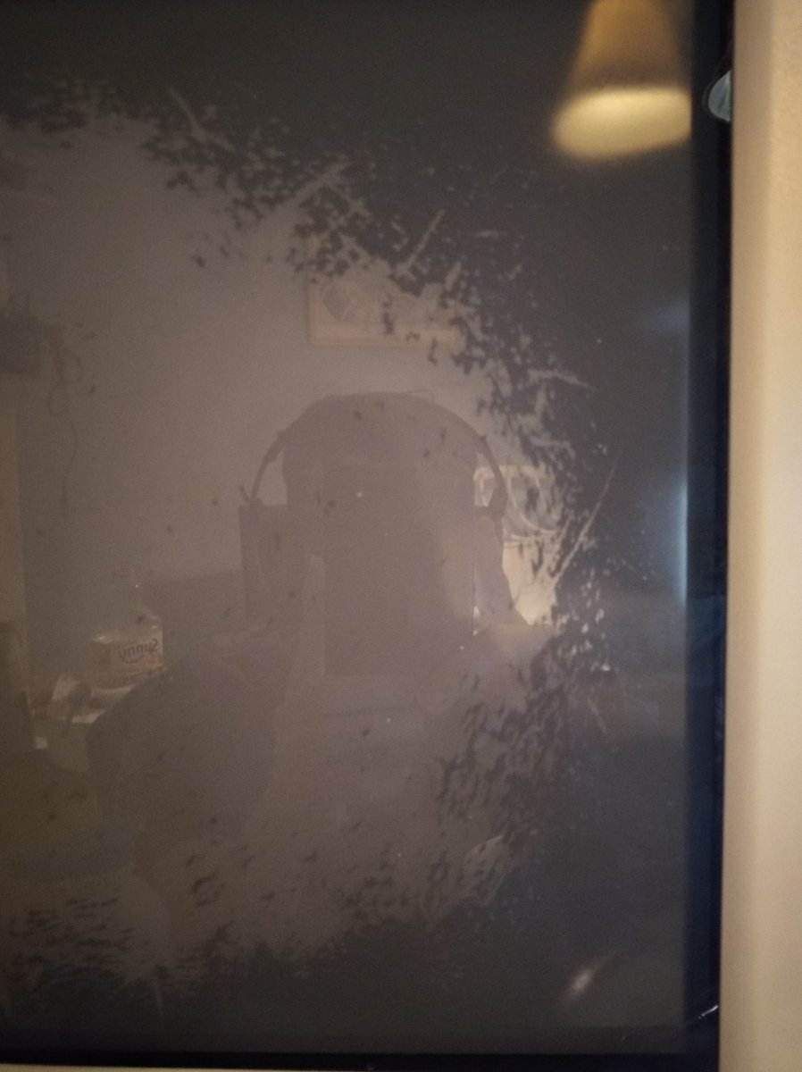 Fredgid0's tweet photo. @dioxaz1 It is removed now with a couple hours of scrubbing. But it looked like some powder deposition on the glass. Dunno where I would get that frame, I better live with the glare (white looks more pure too now) Thanks for the reply and the posts. https://t.co/IzBigaOwnq