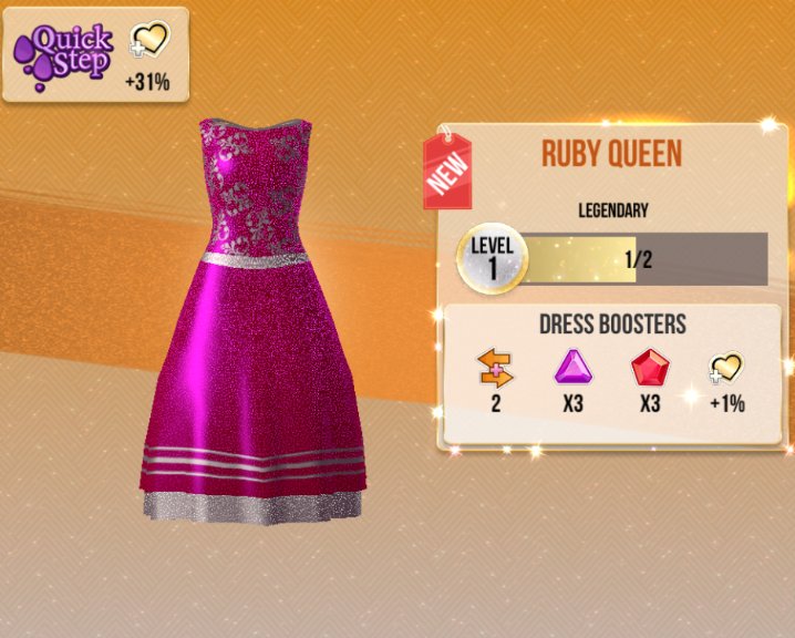dwtsthegame's tweet photo. Oh my gosh! 🙀 😍 Sonia's free gifts get better and better! 😄  Have you guys been lucky this week? 👗 👗 👗  I hit the jackpot! 💎  #dwtsgame #dancing queen #rubyqueen https://t.co/O9CuCZoILt