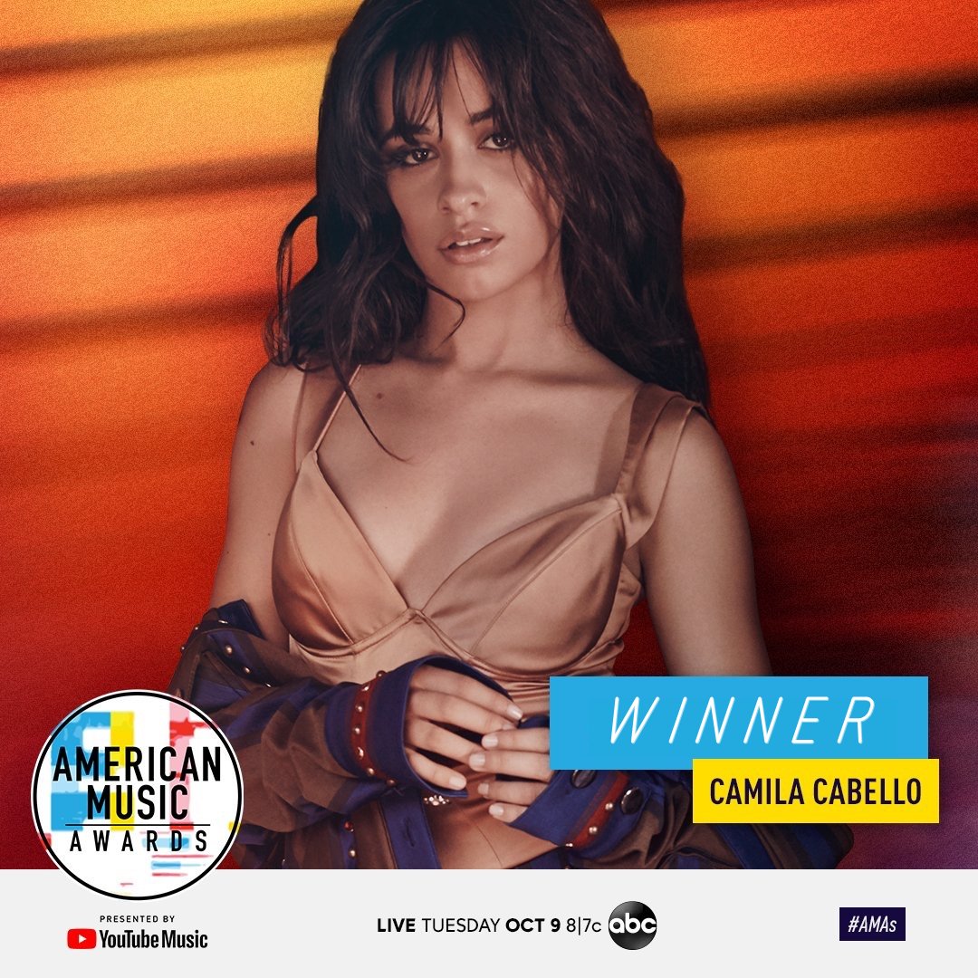 chartsccabello's tweet photo. .@Camila_Cabello won 'Favorite Song Pop/Rock' at the @AMAs. Congratulations! #AMAs #CamilaOnAMAs https://t.co/Fm0245ynFi