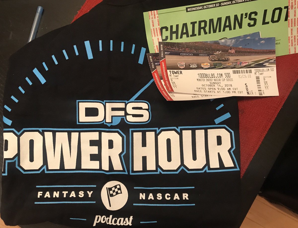 davidcjames22's tweet photo. The @PowerHourDFS is sending @jenkins1464 and I to @TalladegaSuperS for the #1000Bulbs500. Thank you for everything! Plenty of pics to come! 👍🏁💰 #NASCAR #NASCARPlayoffs #FantasyNASCAR https://t.co/rBAayBvitG