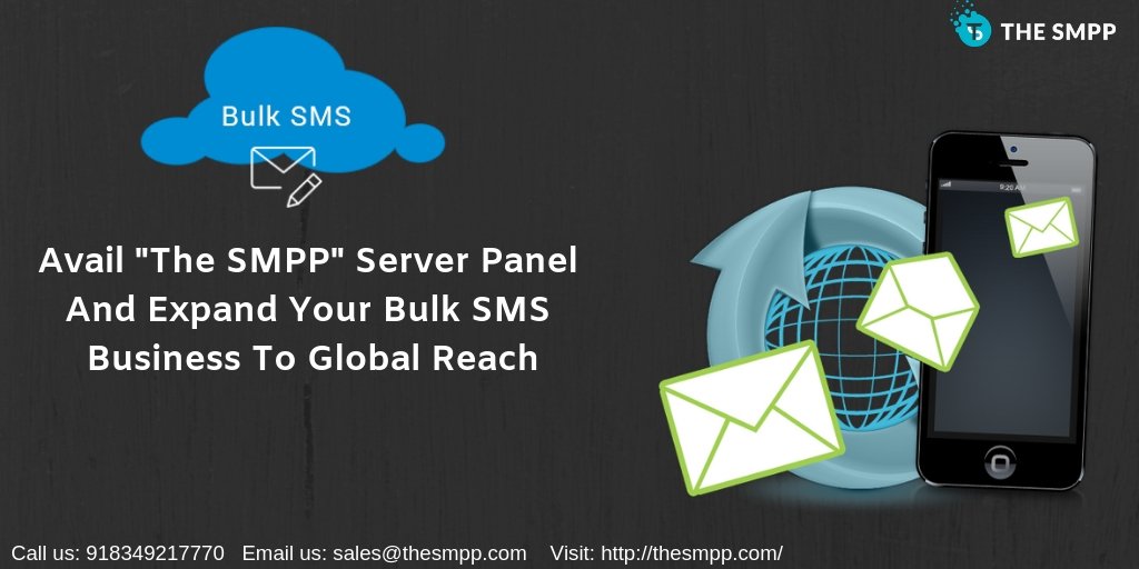 TheSMPP's tweet image. Avail The SMPP server panel &amp;amp; expand your bulk sms business to global reach. Visit our site: thesmpp.com to know more about our smpp services. Call us: 918349217770 Email us: sales@thesmpp.com 
 #TheSMPP #SMPPserver #SMPPpanel #SMPPclient #SMPPreseller #SMPP #BulkSMS