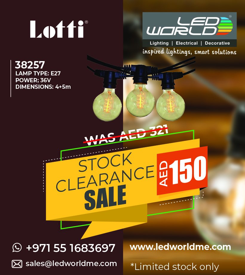 LEDworldDubai's tweet image. #lotti #techtouch #ledworld #promotions #offer #sales #saleoffer #clearancesale #stockclearance #lighting #electrical #decorative #led #ledlighting #decorativelighting