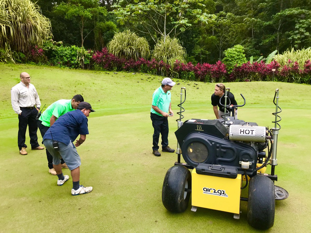 TSSAir2g2's tweet photo. #Air2G2 started it’s demo tour of Central America. We began at the beautiful Los Suenos Marriott, Costa Rica. @C4TurfCare #Infiltration #8inchesofrainlastnight https://t.co/5LTfZDxV0c