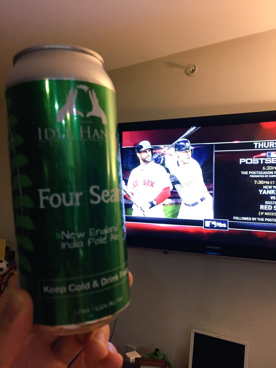 craftbrewne's tweet photo. #RedSoxNation in da house, kicking it with @idlehandsbeer Four Seam! https://t.co/2GjLpB7ADO