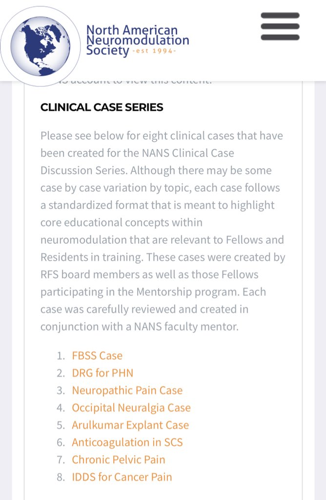 Jon Hagedorn, MD (@jonhagedornmd) on Twitter photo Yet another reason to join <a href="/NANS_ION/">NANS Official</a> and <a href="/NANSRFS/">NANS-RFS & Young Neuromodulators</a>. These clinical cases are full of valuable information and examples to help residents and fellows navigate difficult cases. Thanks to <a href="/SMoeschlerMD/">Susan Moeschler MD</a> and <a href="/dsayed1/">Dawood Sayed, MD</a> for collaborating with me on a few of them. #meded #neuromodulation Yet another reason to join <a href="/NANS_ION/">NANS Official</a> and <a href="/NANSRFS/">NANS-RFS & Young Neuromodulators</a>. These clinical cases are full of valuable information and examples to help residents and fellows navigate difficult cases. Thanks to <a href="/SMoeschlerMD/">Susan Moeschler MD</a> and <a href="/dsayed1/">Dawood Sayed, MD</a> for collaborating with me on a few of them. #meded #neuromodulation