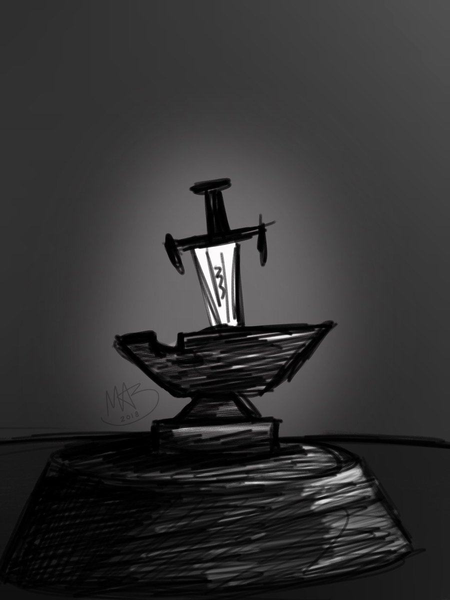 Red_Draws_Art's tweet photo. Today’s prompt is #precious, and what could be more precious than Excalibur? 
.
.
.
.
.
#inktober #inktober2018 #inktoberprompts #inktoberprompts2018 #swordinthestone #excalibur #precious https://t.co/59lKKAuBWA