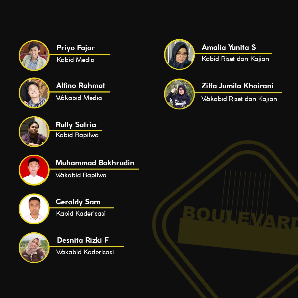 Selamat pagi Gadjah Mada!

Dewan Pimpinan Pusat Partai Boulevard punya kepengurusan baru nih!

Yuk kenalan :)