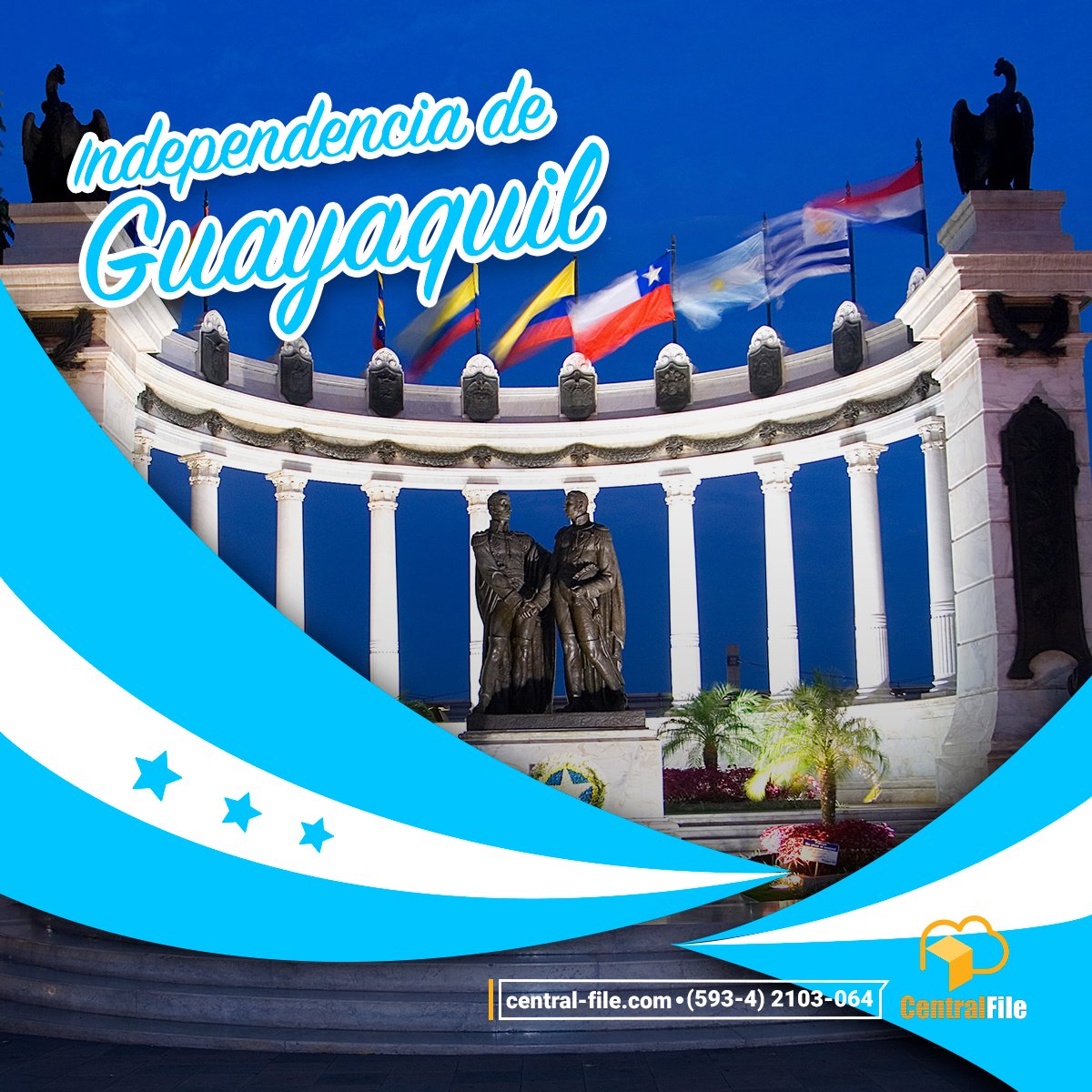 CentralFileEC's tweet photo. Felices fiestas #Guayaquil. Hoy celebramos 198 de #Guayaquil #Independiente.
#VivaGuayaquil #CentralFile #Archivos #Digital #IndependenciaGuayaquil #GuayaquilTecnológico #GestiónDocumental #9deOctubre #Octubre #Ecuador #Cloud #Martes #PicOfTheDay https://t.co/6QmvkKPPET