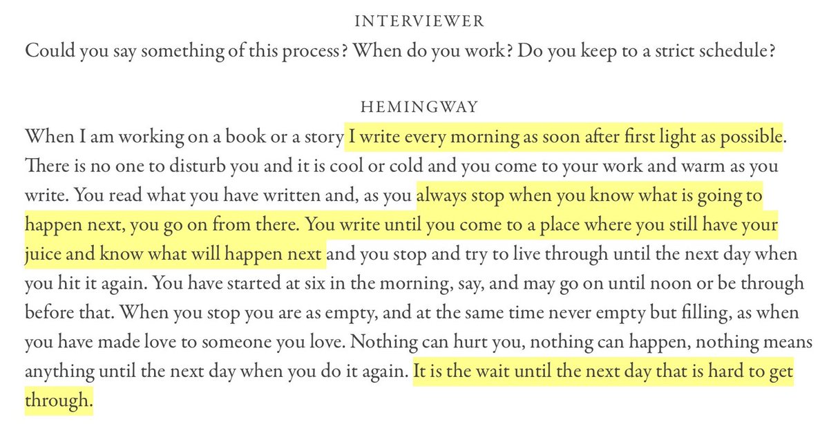 Always stop writing when you know what’s going to happen next.Wise words from Ernest Hemingway 