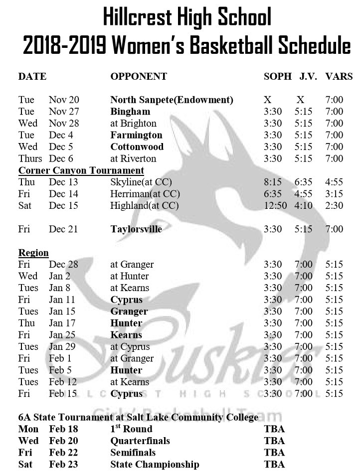 HHSGirlsBall's tweet photo. The 18-19 Hillcrest Women's Basketball Schedule is out!! https://t.co/mbkWgIme3P