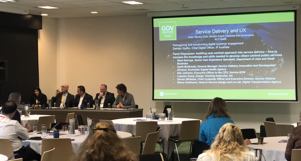 Gov2Aus's tweet photo. Thank you to our wonderful UX and service delivery panellists from: Telstra, Service NSW, Service Victoria, DTA, Australian Digital Health Agency and Department of Jobs and Small Business #Govinnovate @DTA @darrenwhitelaw @ServiceNSW @servicevic https://t.co/9N8hAP9W8u