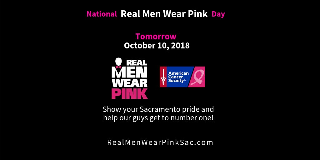 RMWPSac's tweet photo. Tomorrow is #NationalRealMenWearPinkDay and gents all over the country are raising money in support of American Cancer Society #breastcancer programs. Help our Sacramento guys come in at number one! Donate at https://t.co/WuS9sq8AuK
.
#RealMenWearPinkSac   #SacramentoProud https://t.co/FqLG9LG7eb