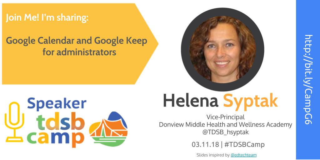 TDSB_hsyptak's tweet image. I am so excited to be a part of this year's @tdsb Google Camp 6.0. #GoogleSuite apps are excellent tools for administrators - TPA with Google Keep and on track with Google Calendar, all you need for your busy admin life #TDSBCamp @LC2_TDSB