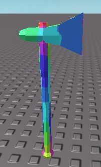 UillionDev's tweet photo. #RainbowLife #RainbowAxe Learning how to Uv Wrap and playing around just made a rainbow axe and what could be next. #RobloxDev #Roblox 🧐🤣👀🤔 https://t.co/KOnei7jdZv