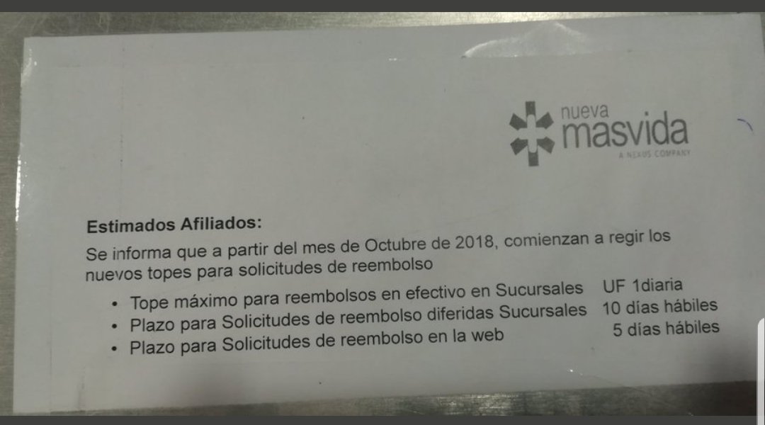 NochesReinoso's tweet photo. Que significa esto señores de Isapre Nueva Masvida. https://t.co/MXmpRJSDtM