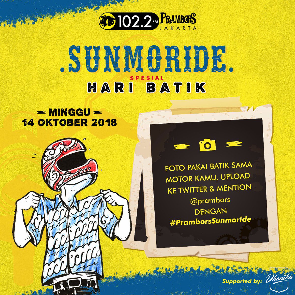 Prambors's tweet photo. Brrrrm! Hai Kawula Muda Jakarta, Bandung, Surabaya, dan Medan! SUNMORIDE yoook! Langsung aja ikutin caranya ya! Jangan lupa hashtag #PramborsSunmoride dan kasih tau alasan kamu kenapa mau ikutan yaaak! See you on the road guys! Brrrrm! https://t.co/zUtY8hxcbo