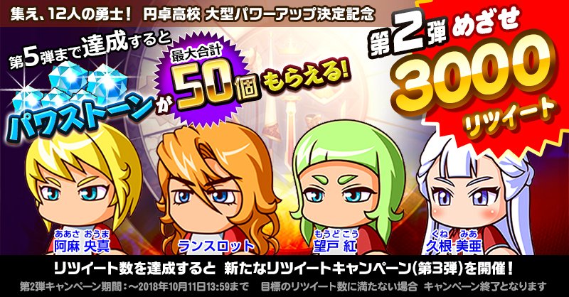 パワプロアプリ公式 على تويتر 合計最大50個 円卓高校パワーアップリツイートキャンペーン第2弾 12人の勇士のうち 円卓高校からの勇士4人を紹介するね このツイートのリツイート数 3 000達成で パワストーン 8プレゼント リツイートキャンペーンは全部で5回 パワプロアプリ公式 على تويتر 合計最大50個 円卓高校パワーアップリツイートキャンペーン第2弾 12人の勇士のうち 円卓高校からの勇士4人を紹介するね このツイートのリツイート数 3 000達成で パワストーン 8プレゼント リツイートキャンペーンは全部で5回