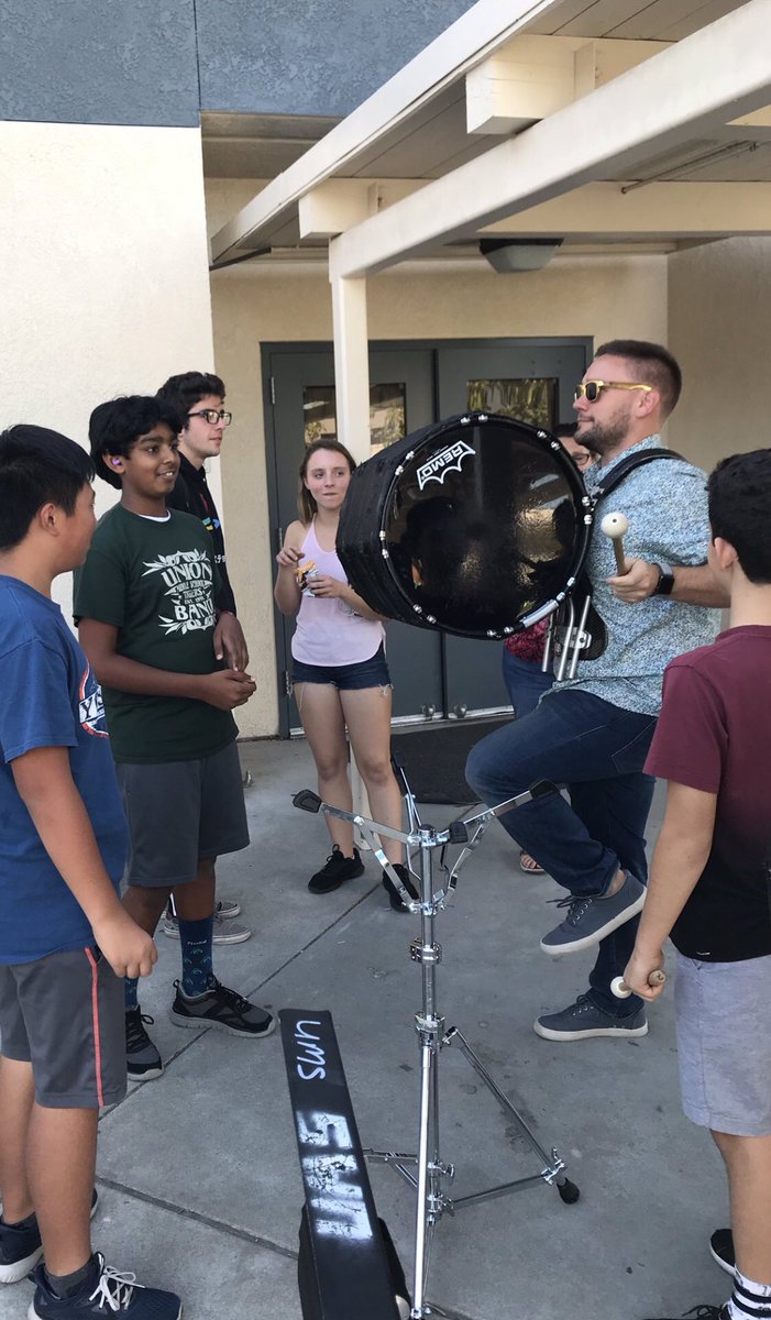 Really brought it today at #UMSpercussion practice #yourmove @deanne42163344 #highknees #goldshades #littledrummerboy #teamUMS @ReynoldsMath