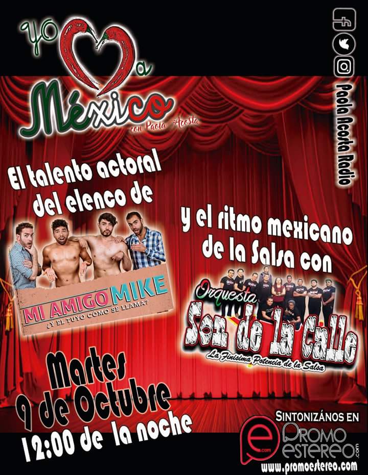MiAmigoMikeTC's tweet photo. En punto de la media noche sintoniza @paolaacostaradio porque nuestro increíble elenco de @MiAmigoMikeTC para platicar de esta picosa obra en #HoraLoca de @TeatroEnCorto #Coyoacán https://t.co/YlDcPeykC2