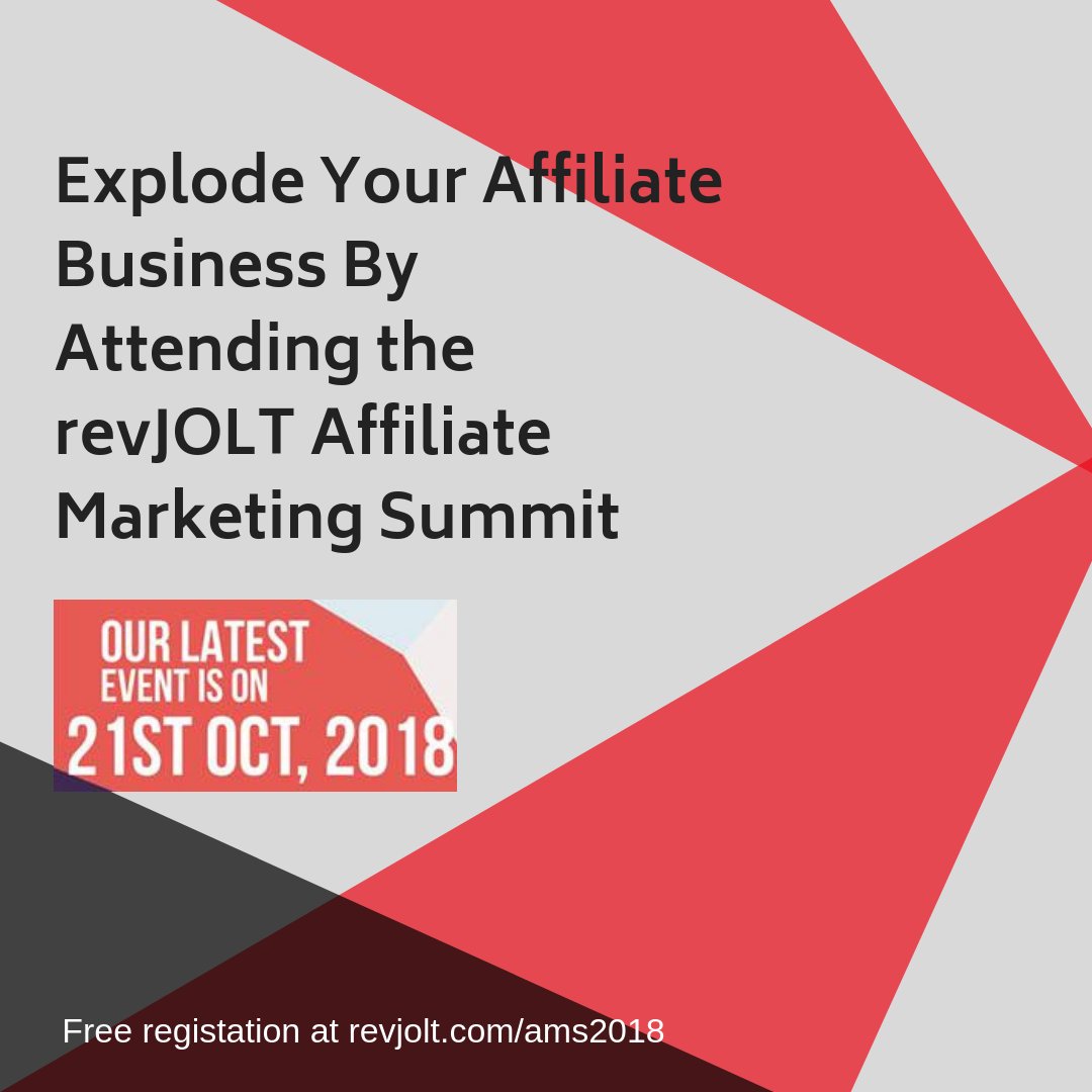 RevJolt's tweet image. 20 spots left for the revJOLT #AffiliateMarketing Summit 2018. Register here revjolt.com/ams2018 

#affiliate #Affiliateprogram
