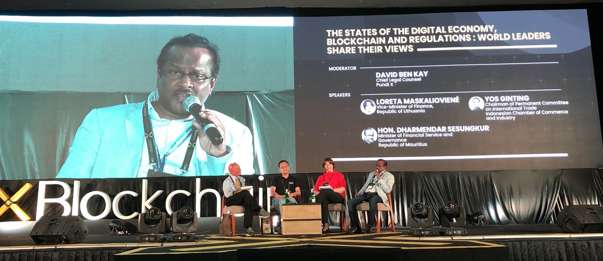 profjasonpotts's tweet photo. Very exciting proposals from the Finance Minister of #Mauritius Dharmendar Sesungkur to make Mauritius the leading centre of fintech, #Blockchain and #AI in African region. #XBlockSummit #sandbox #easeofdoingbusiness #q #qualityregulation https://t.co/hwToJ5Zgvp