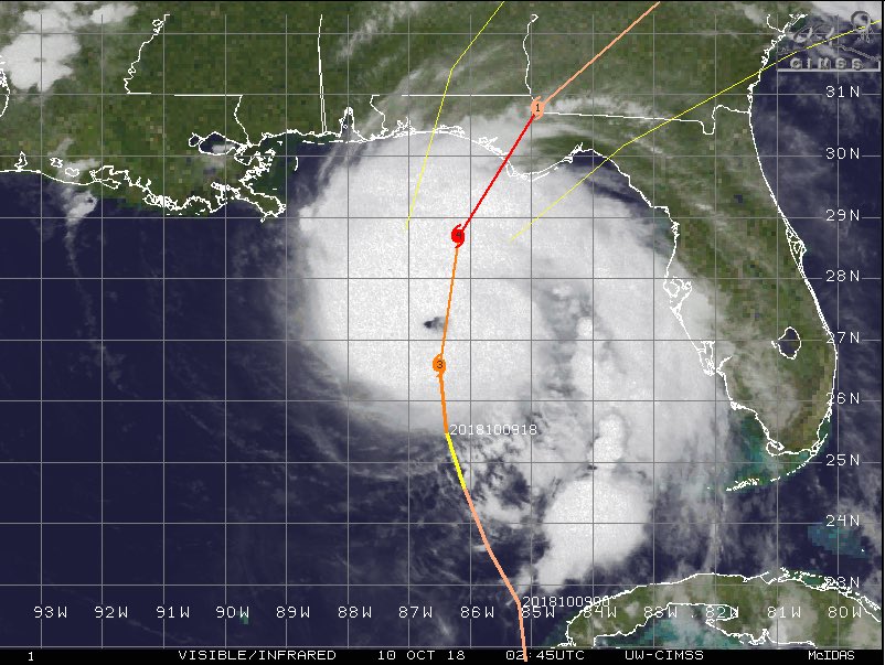 abytorresjr's tweet photo. #Michael is still strengthening and is now ALMOST a DANGEROUS category 4 Hurricane.
#HurricanceMichael @NHC_Atlantic https://t.co/dDetkMcEVr