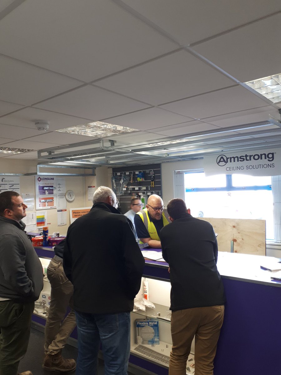 @ArmstrongCeilin demonstrating our Drywall Grid System to ceiling subcontractors @encon_group Nevill Long West Bromwich
