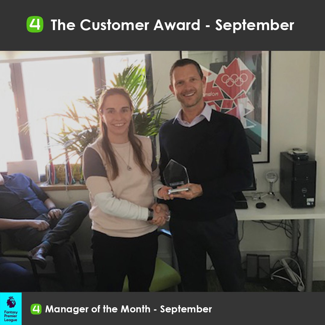 Green4Solutions's tweet photo. Congratulations to Customer Success Manager Chloe who swept up the awards at Green 4 in September. Not only did she take home our '4 The Customer’ award, for outstanding customer service, but she was manager of the month in our fantasy league as well! #winnersaregrinners #green4 https://t.co/5oKTb762bF