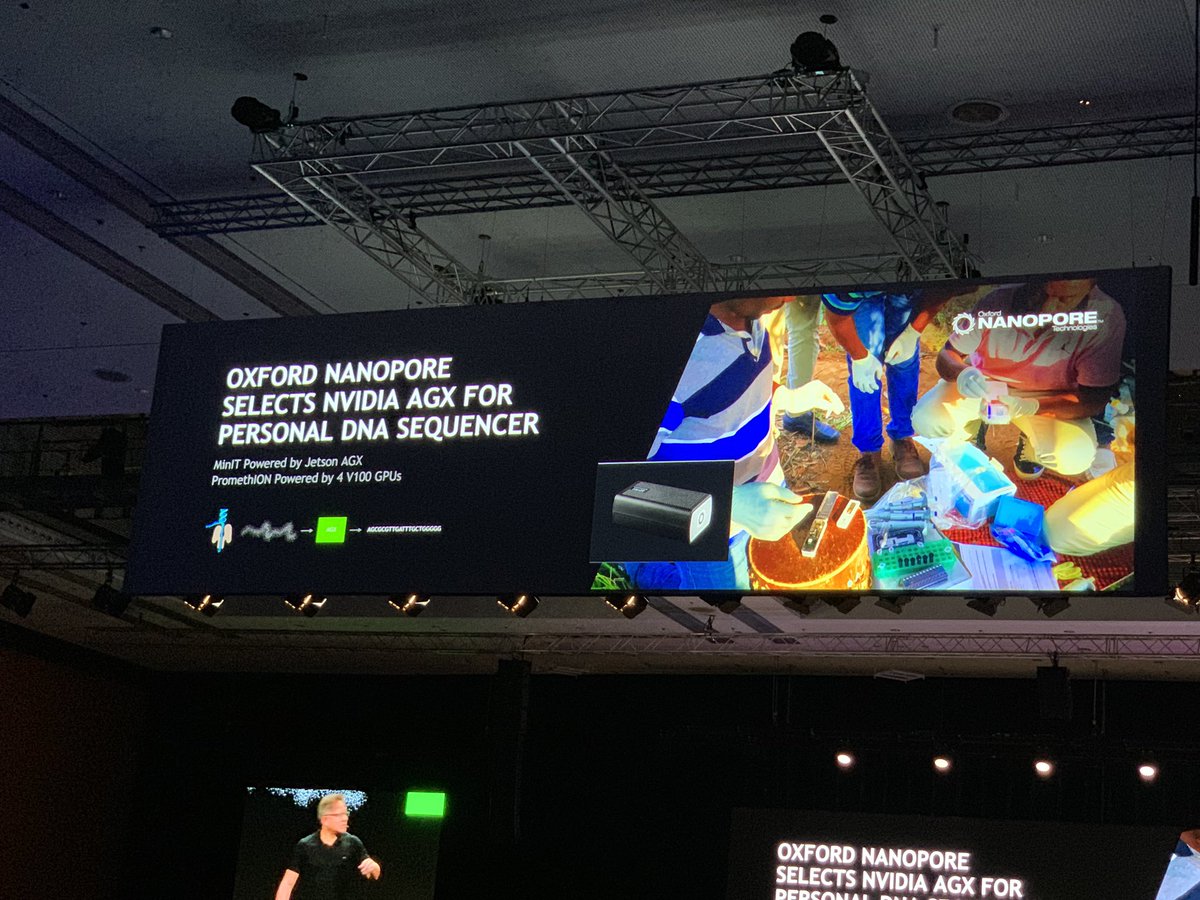 Nvidia CEO Jensen Huang talking about the amazing things that are being done with the @Nanopore #MinIT at #GTC2018