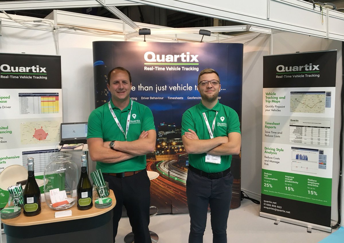 Quartix's tweet photo. Peter and Ryan are on hand at BT 443 today to answer any of your questions about #vehicletracking--you might be surprised how much money your #construction business could save with Quartix! #BuildingTech2018 #ukcw18 @UK_CW https://t.co/vC7MFA4RiB
