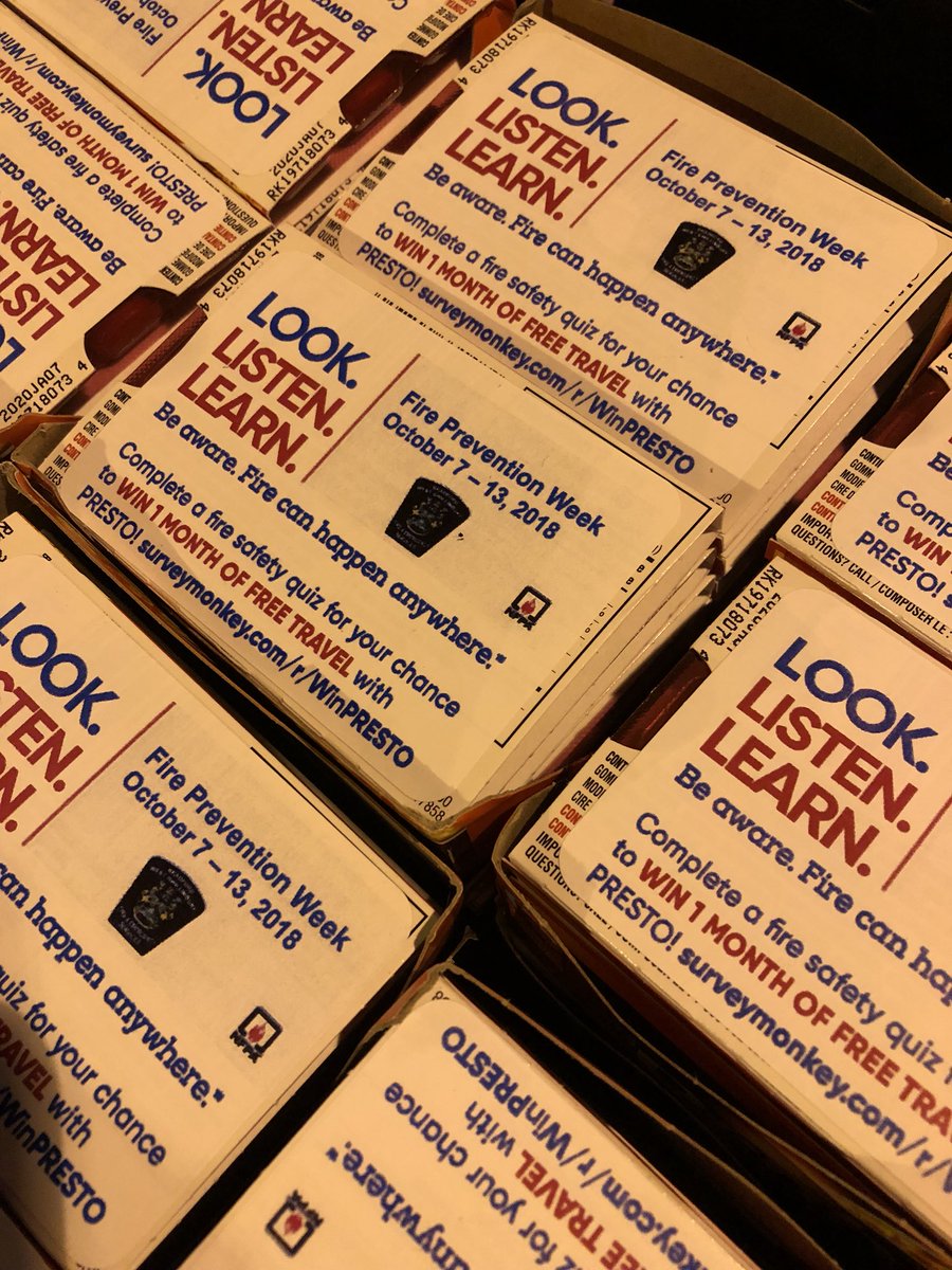 BWGFES_PrevEdu's tweet image. We're at the BWG @GOtransit station this morning handing out #fire gum and bookmarks to commuters for #FirePreventionWeek #LookListenLearn