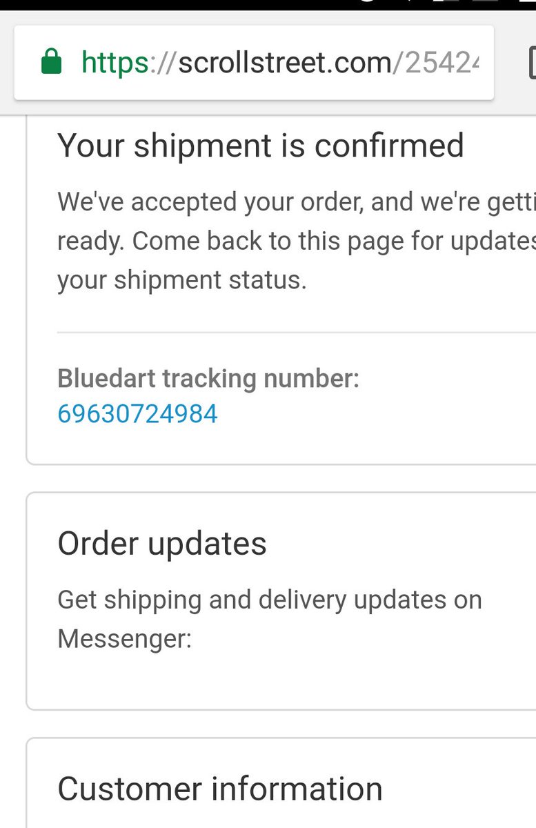 GodwinAnupam2's tweet photo. Beware guys scroll street is cheating with our orders
After a several emails they are not replying me on my email however the bluedart tracking number provided to me was incorrect
Email- godwin02101992@gmail.com
 #scrollstreet #cheating #fraudactivity #fraudcompany #alphaglee https://t.co/WhEbaNKabg