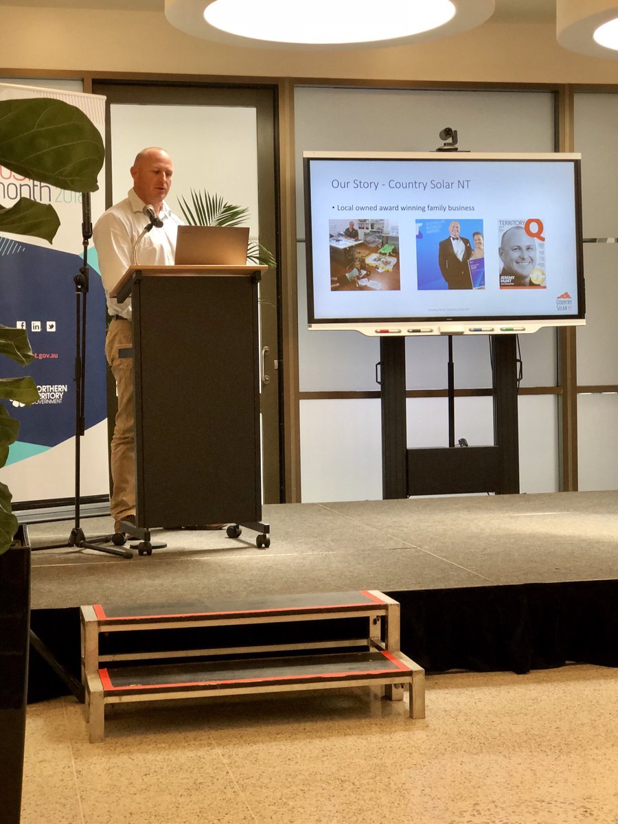 CountrySolarNT's tweet image. October Business Month Renewables Symposium at the Darwin Innovation Hub. Talking about the benefits of buying local! #obm2018 @DIHubNT