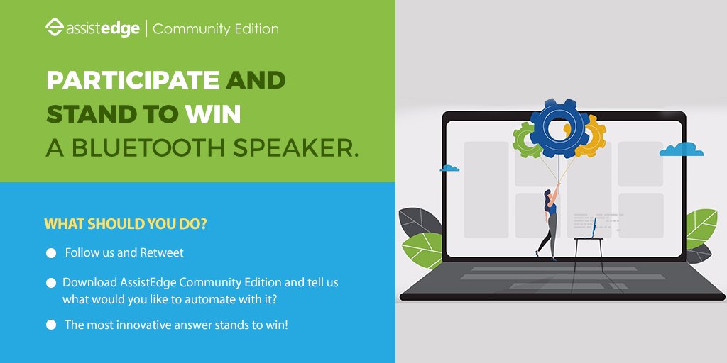 edge_verve's tweet photo. As promised, here we’re with an exciting #Contest!
Click to download #AssistEdgeCommunityEdition and tell us what would you #automate with it: https://t.co/0kkSYYJPmS
Don’t forget to share & follow us. Use #AutomationBuiltForYou!
#ContestAlert #Giveaway https://t.co/mdsLae03NV