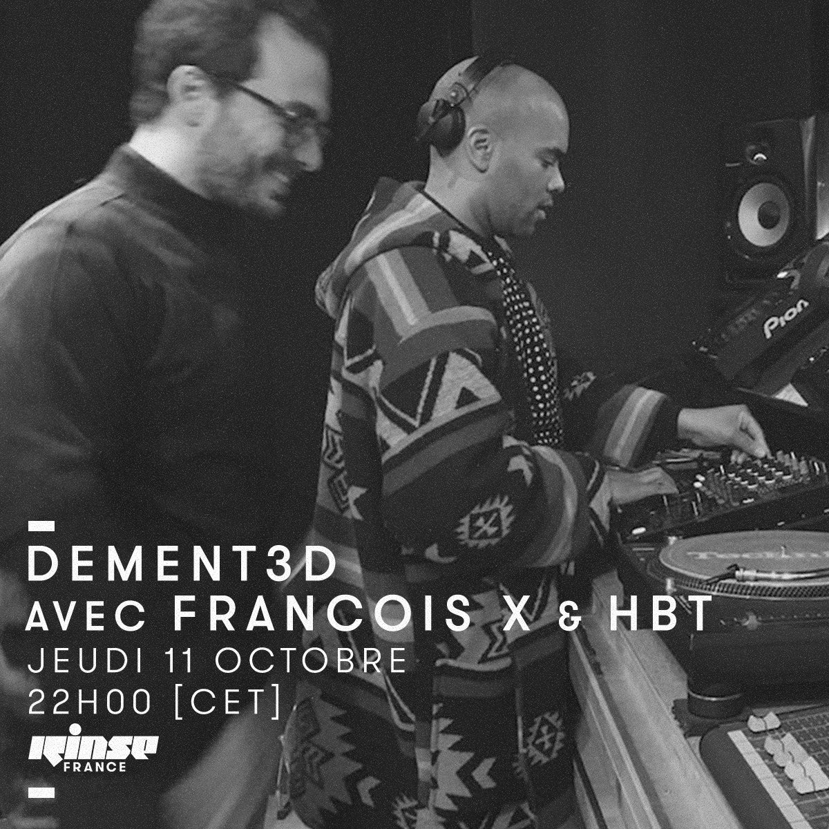 📡 TUNE IN 📡

Catch <a href="/Francois___X/">Sleane</a> &amp; <a href="/julienhbt/">HBT</a> tonight on <a href="/RinseFrance/">Rinse France</a> at 22H00 [CET] for the <a href="/DEMENT3D/">DEMENT3D</a> Radio Show 

#verouillé 🔒 rinse.fr/player
