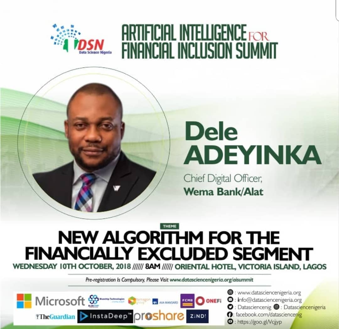 Dele_Adeyinka's tweet photo. Join me and other speakers as we dimension this together. Data is the new oil! https://t.co/R7NF9h745j