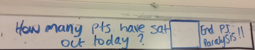 yusuf_yousuf's tweet photo. Sitting in the our handover room drinking coffee and waiting for my shift to start. The longer I have worked here, the more I realise that this is the most important section of the patients board plan. #EndPJparalysis 
#EnableIndependence https://t.co/uaX7iXbyeS