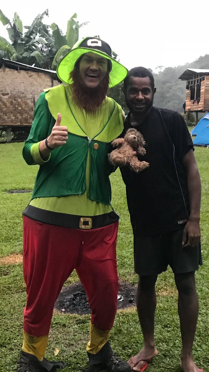 MisterTaxman's tweet photo. Yep I did a whole day in the extreme conditions on the Kokoda Track as my alter ego @LarryLeprechau. Why? Because I wanted to make a difference for the AFA Foundation and @Bearsofhope #AFAau #AFAConference https://t.co/ZHqgDhTpIf