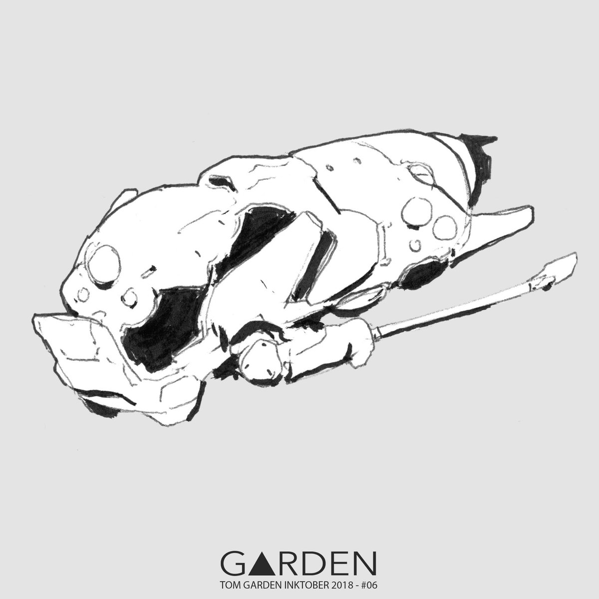 Inktober 06 - #inktober2018 #tgconceptart #tomgarden #lineart #mecha #robot #art #conceptart #sketching #inktober #ink #illustration #doodle #drawing #bw #anime #artist