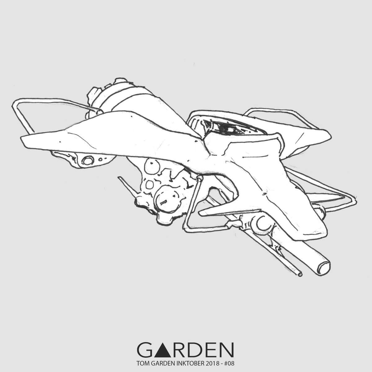 Inktober 08 - #inktober2018 #tgconceptart #tomgarden #lineart #mecha #robot #art #conceptart #sketching #inktober #ink #illustration #doodle #drawing #bw #anime #artist