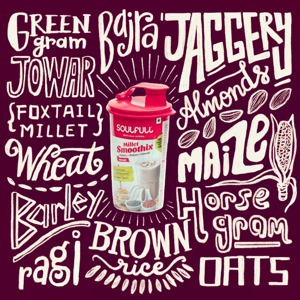 chicabeingme's tweet photo. Tried this yummy new millet based drink by Soulfull. So many wholesome ingredients made for the perfect lettering practice. #smoothix #lettering #handletteringbychica #healthyfood https://t.co/0nLmxZtKOL