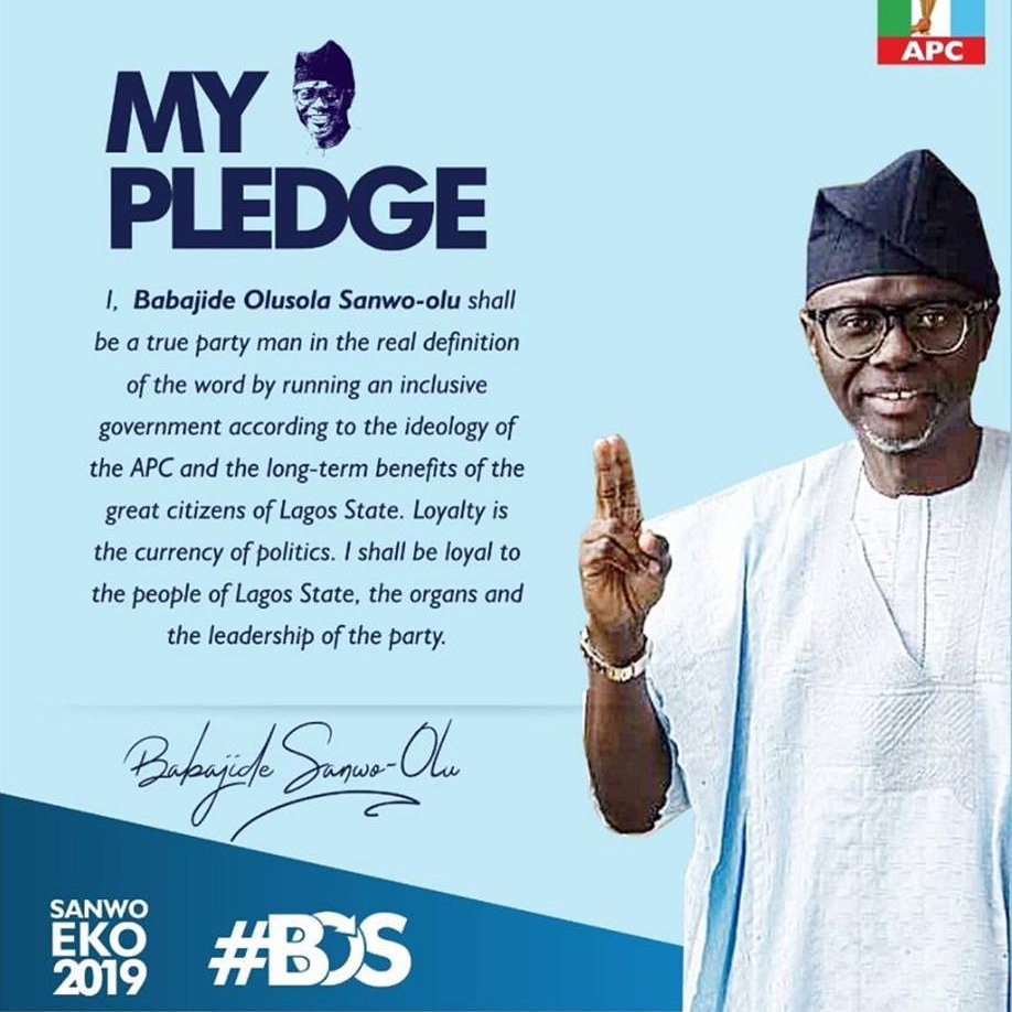 sanwoolulagos's tweet photo. My Pledge to Lagosians. #Lagos2019 #sanwoolu #SanwooluForGovernor #apc https://t.co/XScNd1HolD