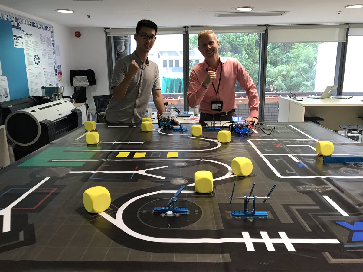 mrkpyp's tweet photo. @FredericYUE and I have set the arena and modified our @Makeblock #mbots in order to prepare our #VSAHKG #STEAMteam for the upcoming #makex challenges using @mBlock_cc #coding #robotics #STEAM #edtech #edtechchat #edtechftw #growthmindset https://t.co/Uq0cc3RmeX