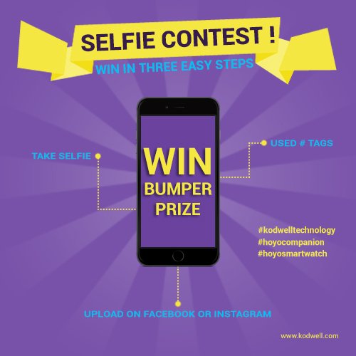 Hoyo_Smartwatch's tweet photo. #Kodwellselfie Contest Start from Today click selfies upload using #kodwelltechology #hoyocompanion #hoyo_Smartwatch and get a chance to win a trip to #Malaysia #Thailand/ #Singapore also #dailyprize you can win #Smartwatch watch Worth Rs.20000/- #innovationforhuman https://t.co/QFclryrhRn