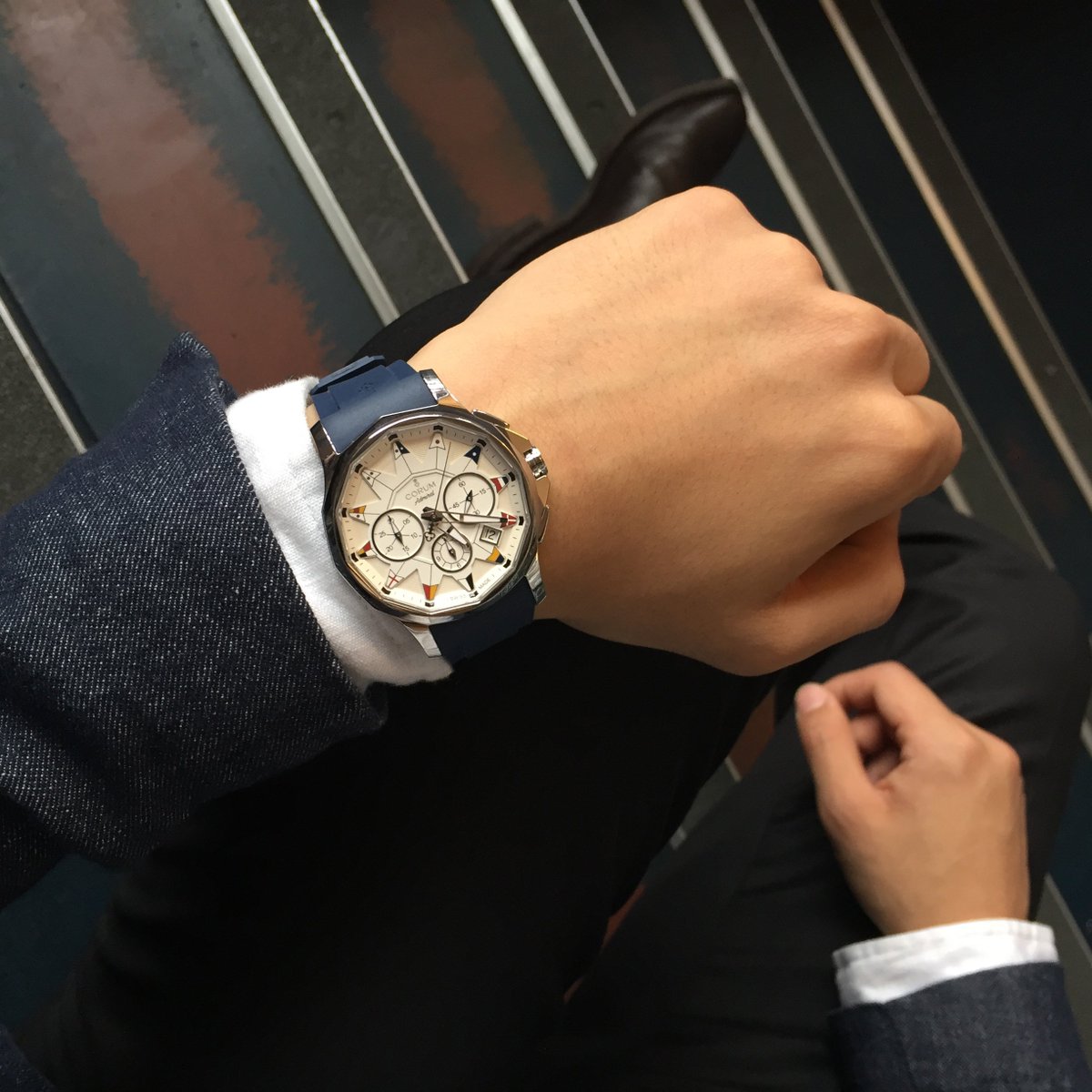 8thAveWatchCo's tweet photo. It's twelve-sided bezel and nautical pennants have established its legendary status. The Corum Admiral's Cup Legend 42 Chronograph is an iconic timepiece! Was $8550 now $4275. Offer ends 14th October 2018. https://t.co/gBSmJmdCra