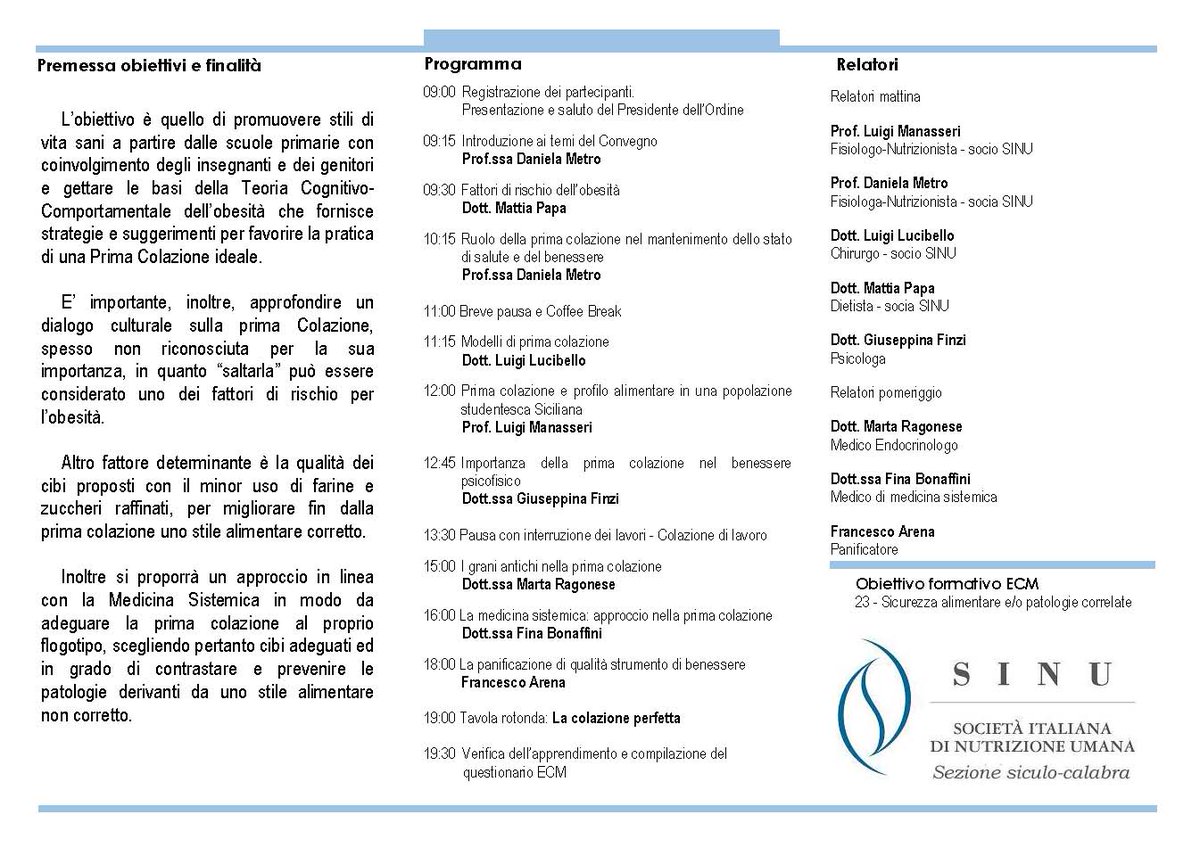 SINU_Italia's tweet photo. "Il buongiorno si vede dal mattino..."! @SINU_Italia promuove l'importanza della prima #colazione nella #prevenzione dell'#obesità nel prossimo Convegno regionale #Sicilia-#Calabria il 13 Ottobre a #Messina! Non mancate! Info: https://t.co/vP8JIwbfdO https://t.co/1UPFyxxiAr