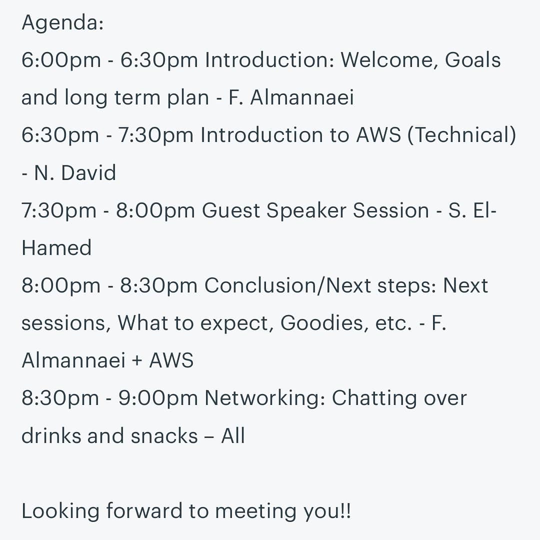 AWS Meetup #1 - It's day one.
meetup.com/AWS-Bahrain-Us…

#UOB #UOBIT