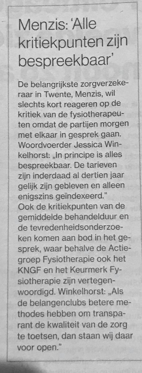 Maar <a href="/Menzis/">Coöperatie Menzis</a>, jullie weten ook dat je met de #BI geen kwaliteit van de zorg kunt toetsen, dus waarom überhaupt gebruiken daarvoor. Als ik wil weten hoe goed een knie buigt doe ik ook geen conditie test. Mijn conclusie: slechte uitslag, knie niet goed. Beetje krom #actiefysio